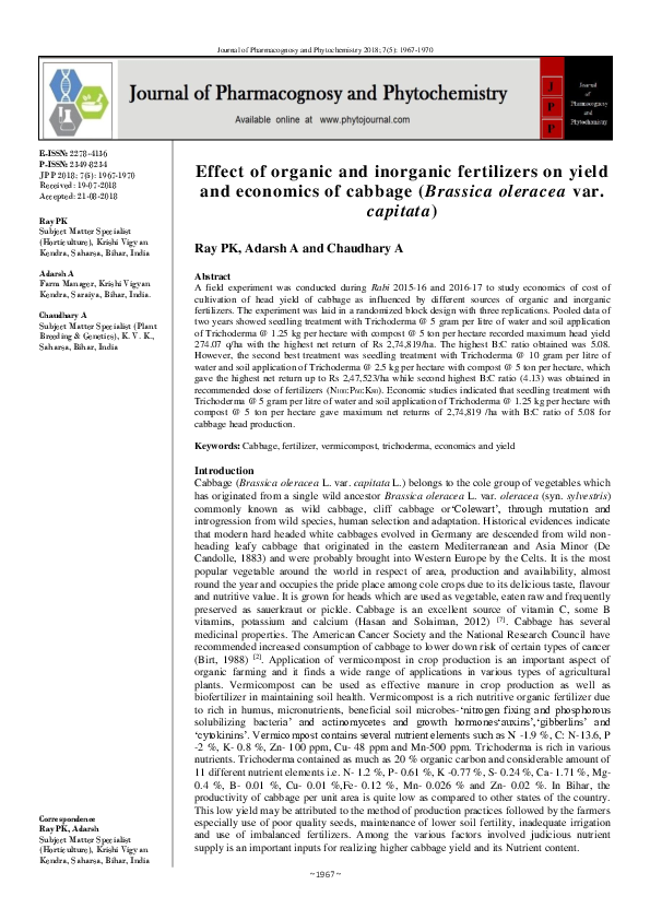 (PDF) Effect of organic and inorganic fertilizers on yield and ...