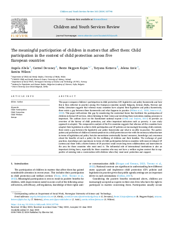 (PDF) The meaningful participation of children in matters that affect ...