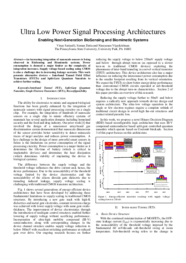 (PDF) Ultra low power signal processing architectures