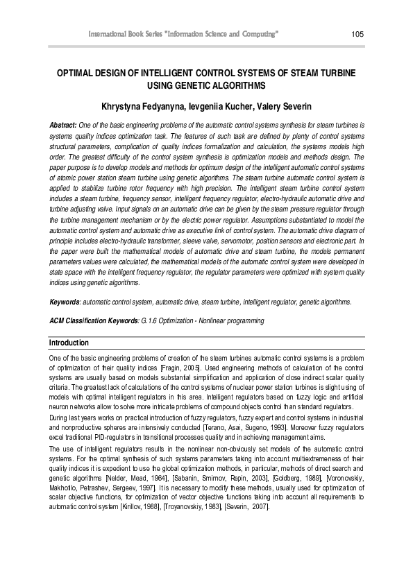 (PDF) Optimal design of intelligent control systems of steam turbine ...