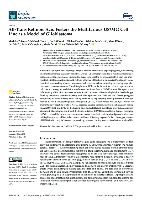 (PDF) All-Trans Retinoic Acid Fosters the Multifarious U87MG Cell Line ...