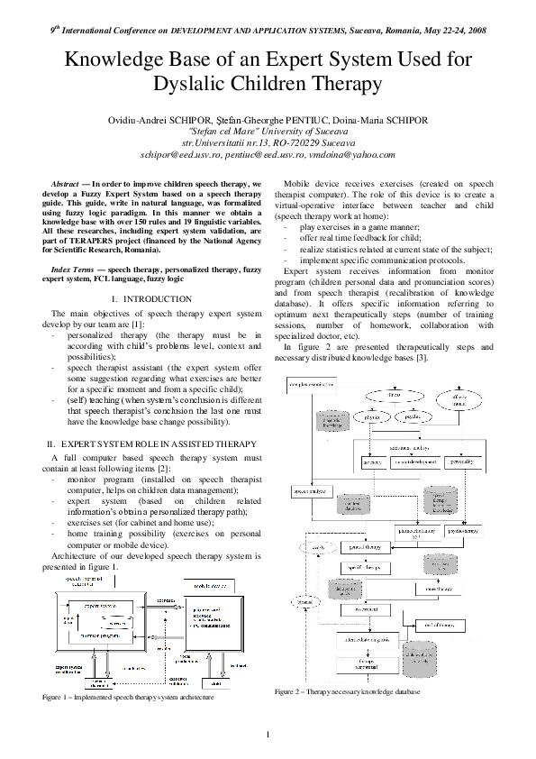 (PDF) Knowledge Base of an Expert System Used for Dyslalic Children Therapy