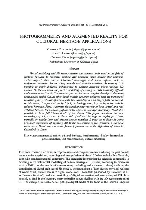(PDF) Photogrammetry and augmented reality for cultural heritage ...