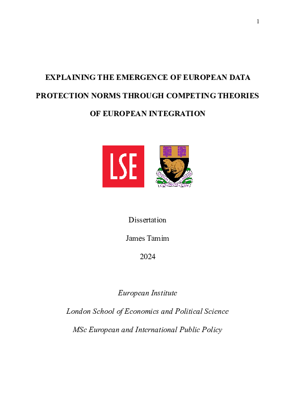 (PDF) EXPLAINING THE EMERGENCE OF EUROPEAN DATA PROTECTION NORMS ...