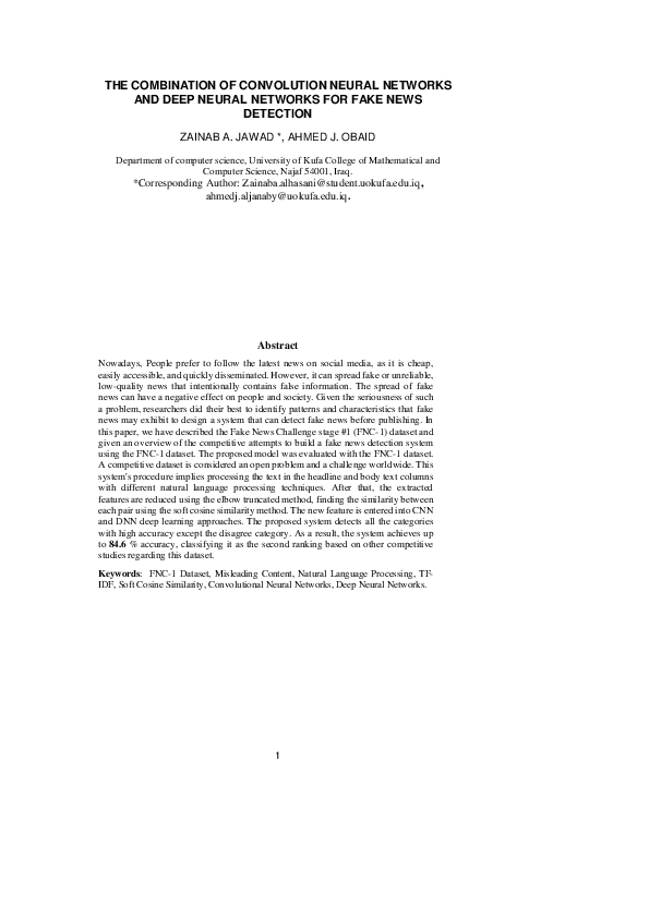 (PDF) Combination Of Convolution Neural Networks And Deep Neural ...