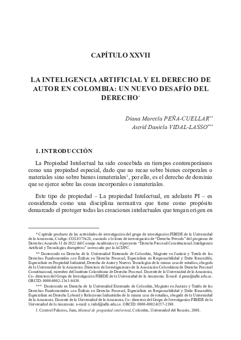 (PDF) La Inteligencia Artificial y el Derecho de Autor en Colombia: Un ...