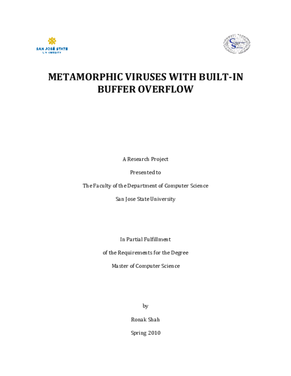 (PDF) Metamorphic Viruses with Built-In Buffer Overflow