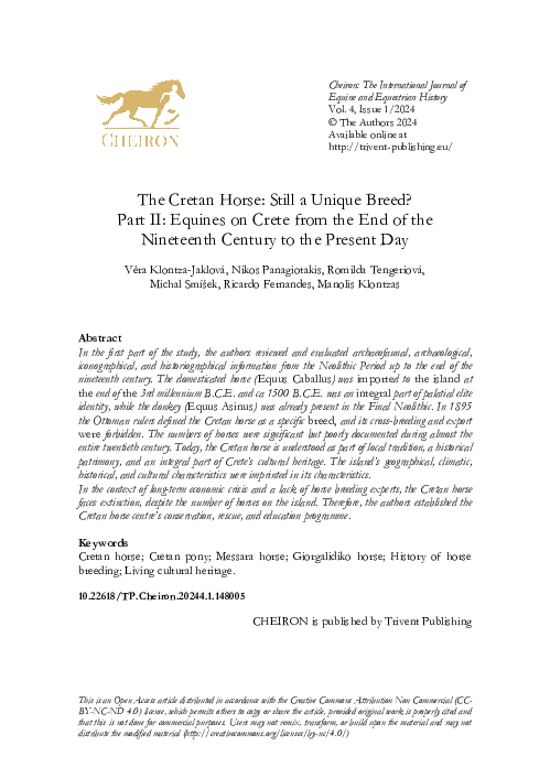 PDF) The Cretan Horse: Still a Unique Breed? Part II: Equines on