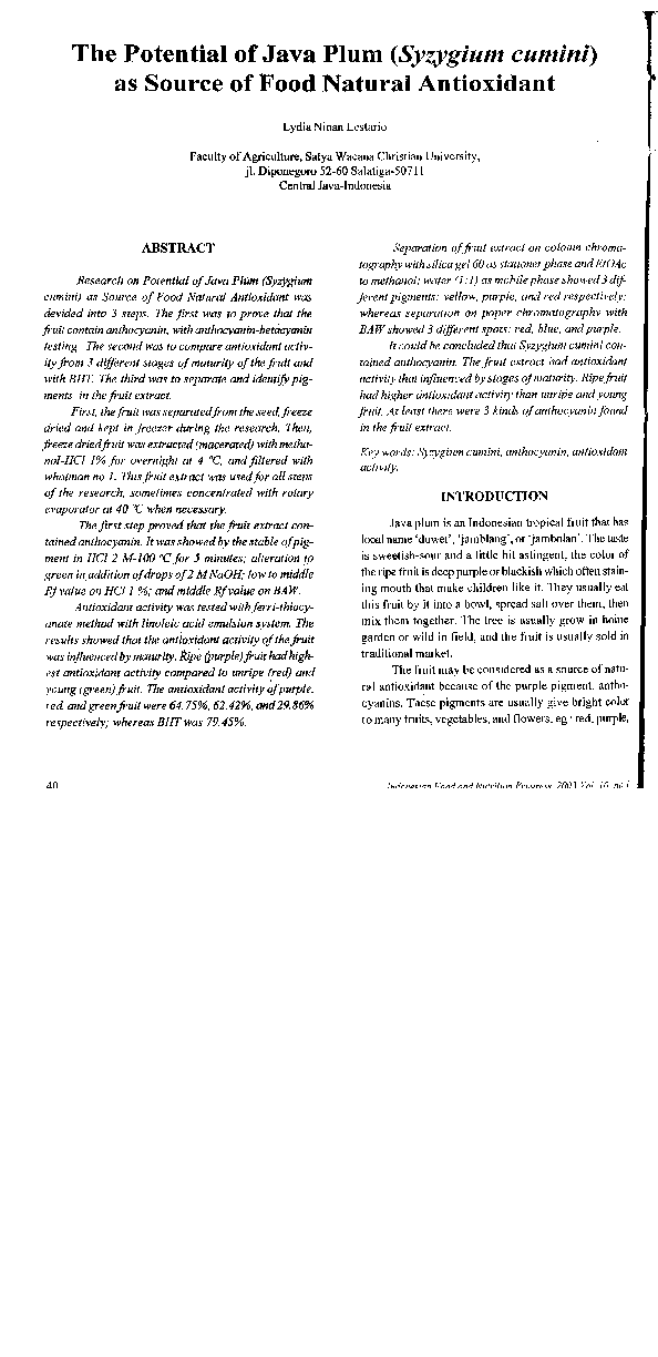 (PDF) The Potential of Java Plum (Syzygium cumini)as Source of Food ...