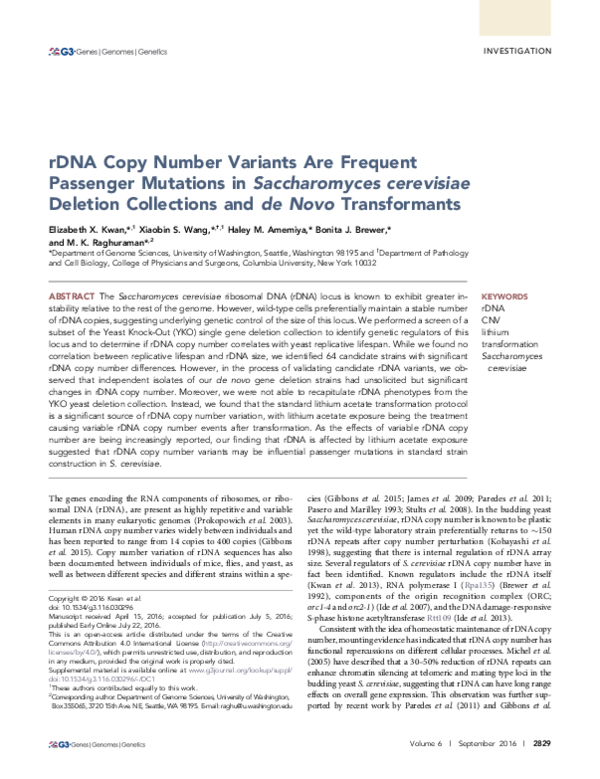 (PDF) Faculty of 1000 evaluation for rDNA Copy Number Variants Are ...