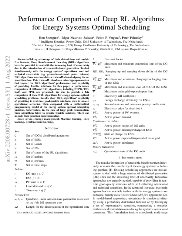 (PDF) Performance Comparison of Deep RL Algorithms for Energy Systems ...