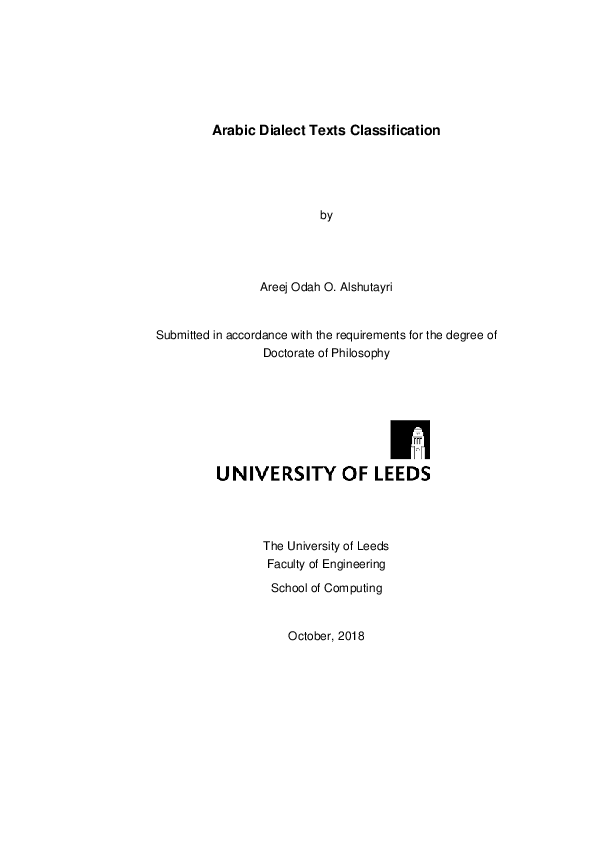 (PDF) Arabic dialect texts classification