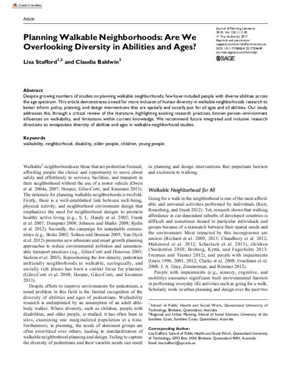 (PDF) Planning Walkable Neighborhoods