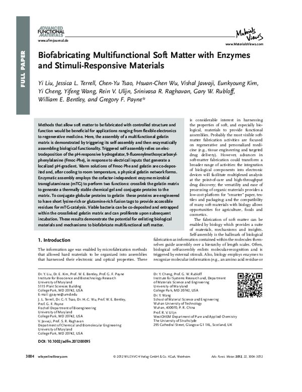 (PDF) Biofabricating Multifunctional Soft Matter with Enzymes and ...