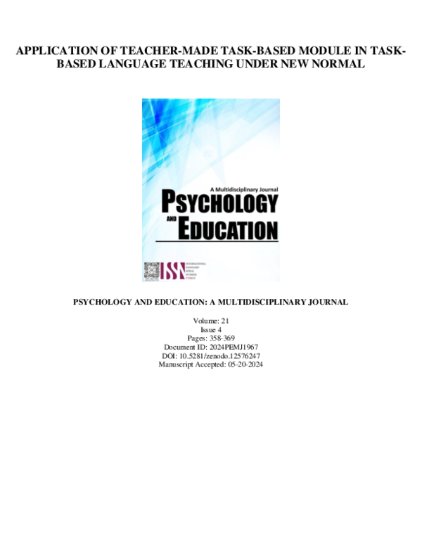 (PDF) Application of Teacher-Made Task-Based Module in Task-Based ...
