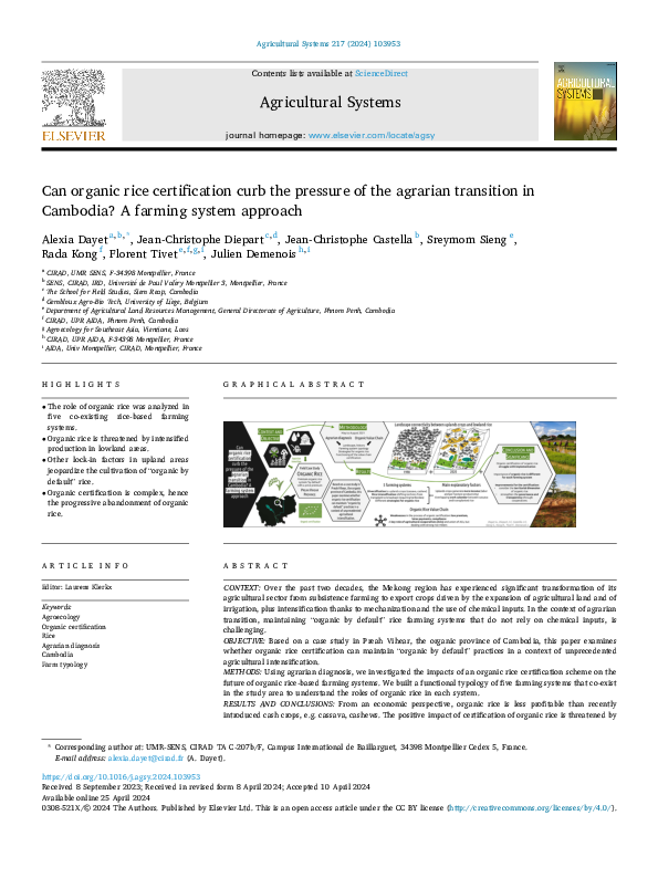 (PDF) Can organic rice certification curb the pressure of the agrarian ...