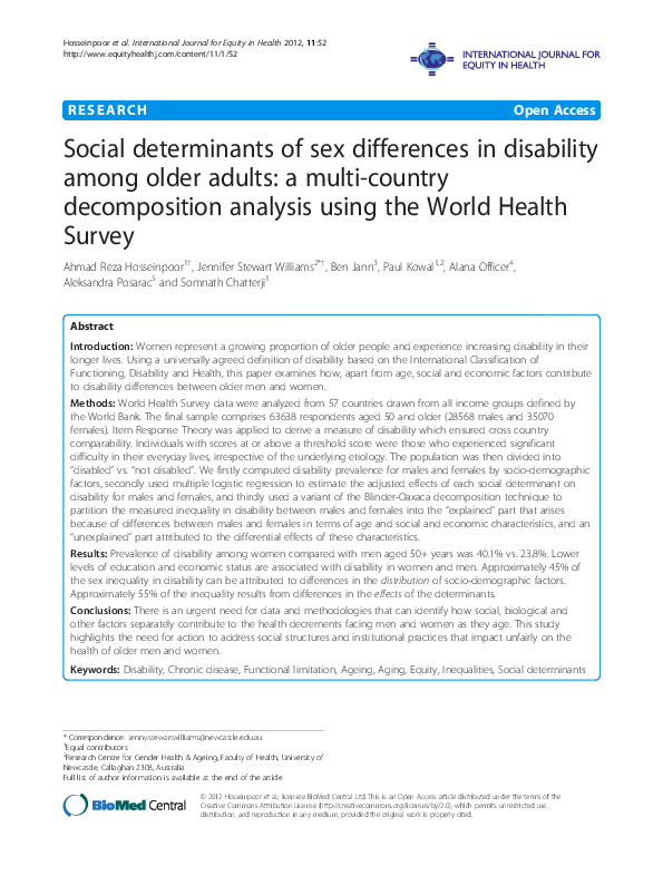 (PDF) Social determinants of sex differences in disability among older ...