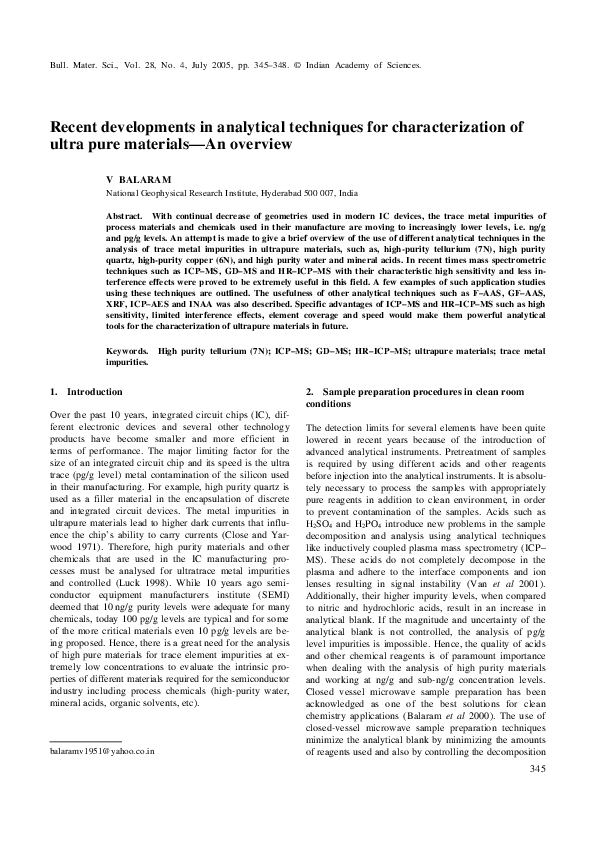 (PDF) Recent developments in analytical techniques for characterization ...