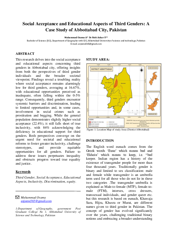 (PDF) Social Acceptance and Educational Aspects of Third Genders: A ...
