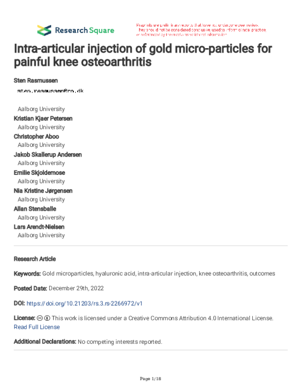 (PDF) Intra-articular injection of gold micro-particles for painful ...