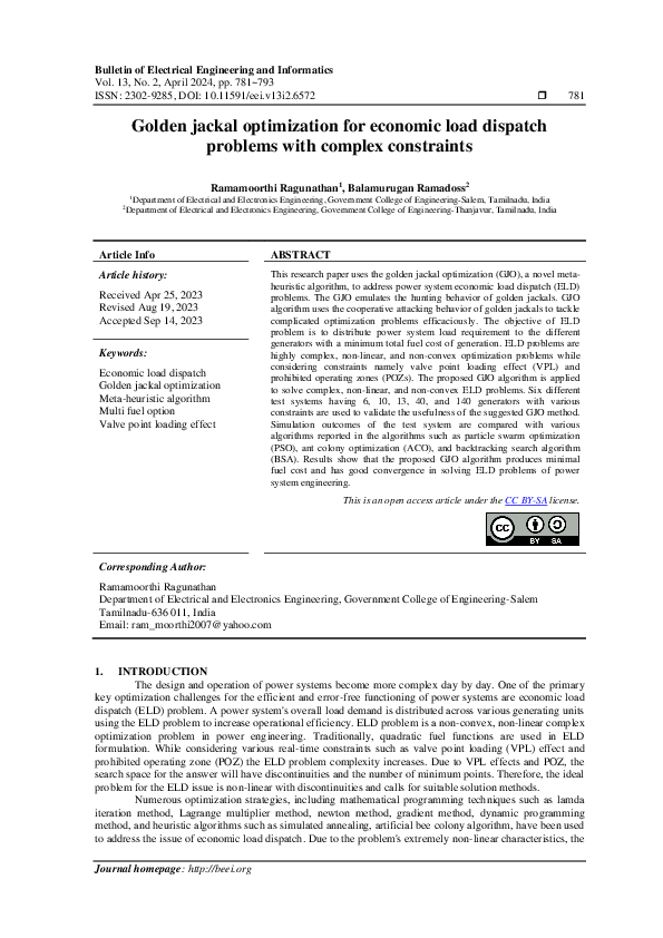 (PDF) Golden jackal optimization for economic load dispatch problems ...