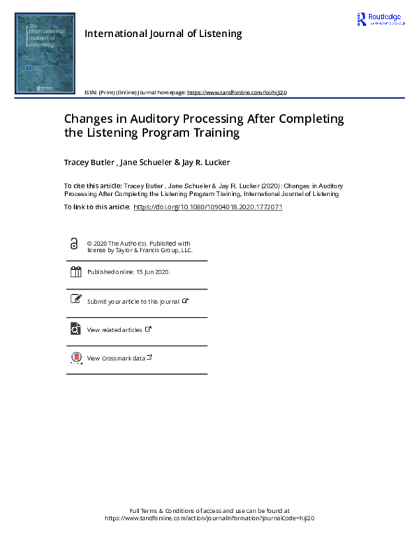 (PDF) Changes in Auditory Processing After Completing The Listening ...