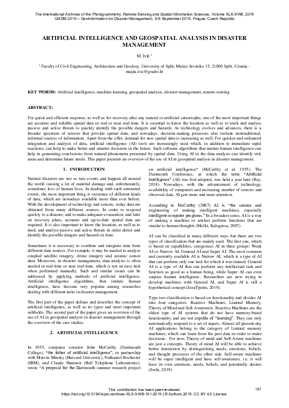 (PDF) Artificial Intelligence and Geospatial Analysis in Disaster ...