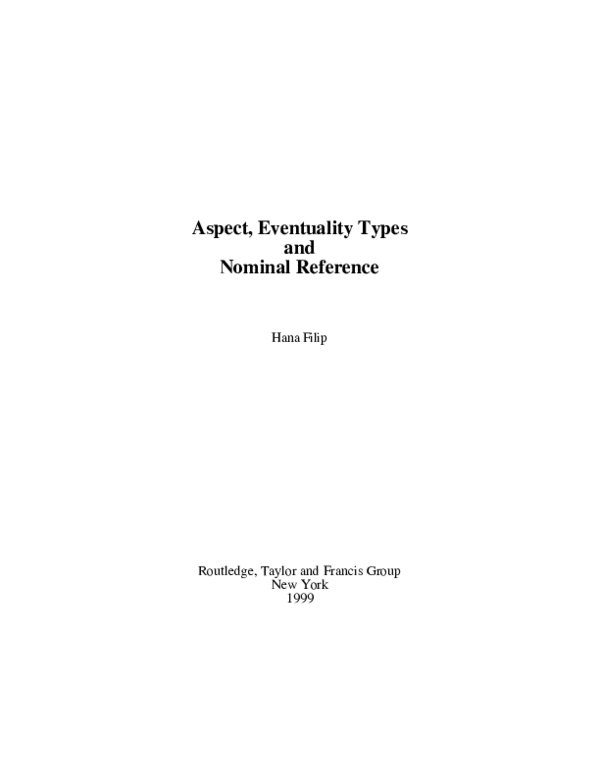 (PDF) Aspect, Eventuality Types and Nominal Reference