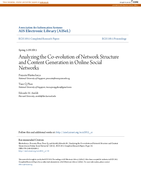 (PDF) Analyzing the Co-evolution of Network Structure and Content ...