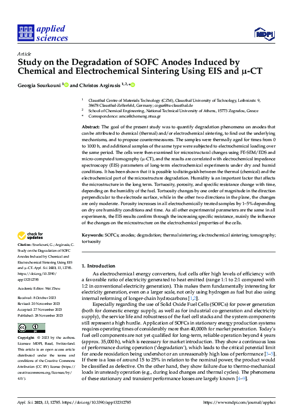 (PDF) Study on the Degradation of SOFC Anodes Induced by Chemical and ...
