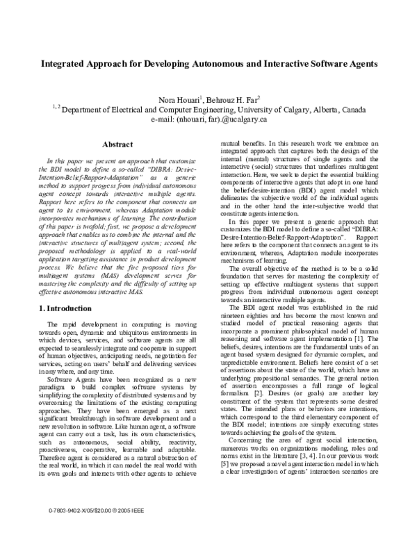 (PDF) Integrated Approach for Developing Autonomous and Interactive ...