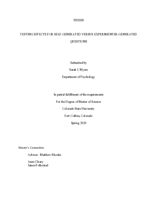 (PDF) Testing effects for self-generated versus experimenter-generated ...