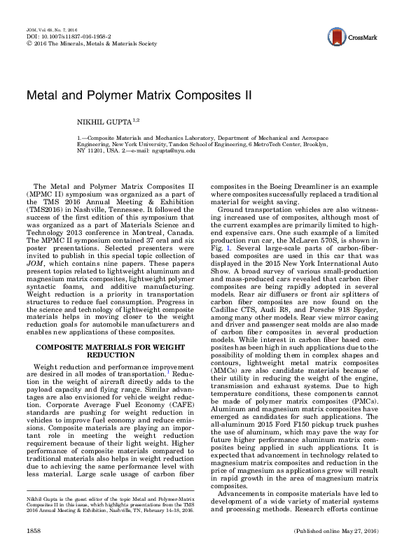 (PDF) Metal and Polymer Matrix Composites II