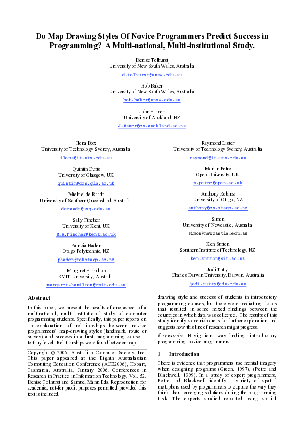 (PDF) Do map drawing styles of novice programmers predict success in ...