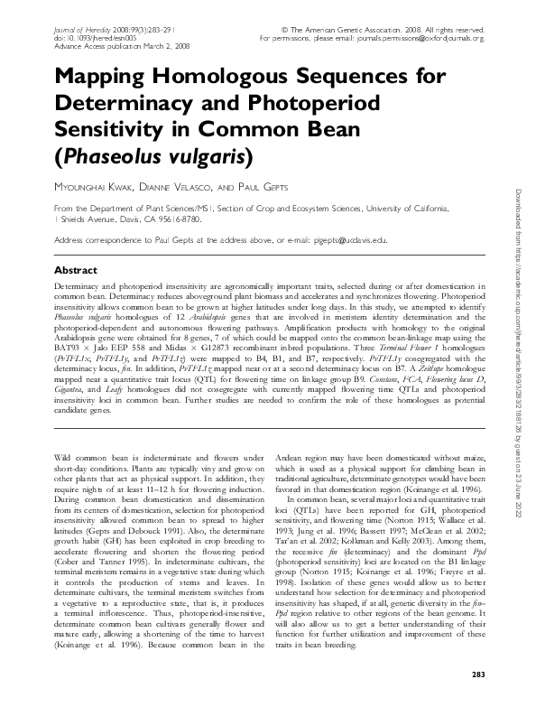 (PDF) Mapping Homologous Sequences for Determinacy and Photoperiod ...