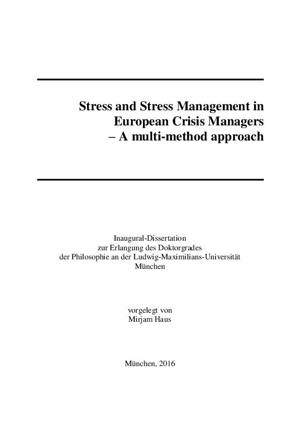 (PDF) Stress and stress management in European crisis managers