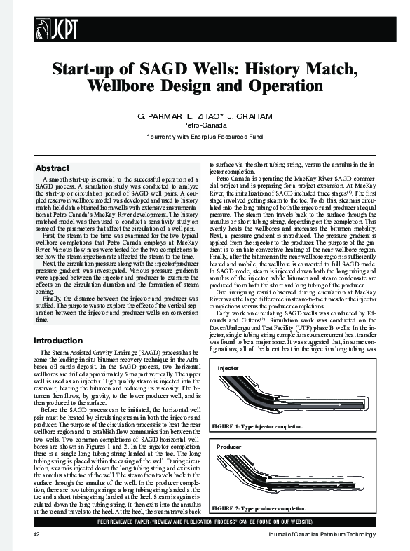 (PDF) Start-up of SAGD Wells: History Match, Wellbore Design and Operation