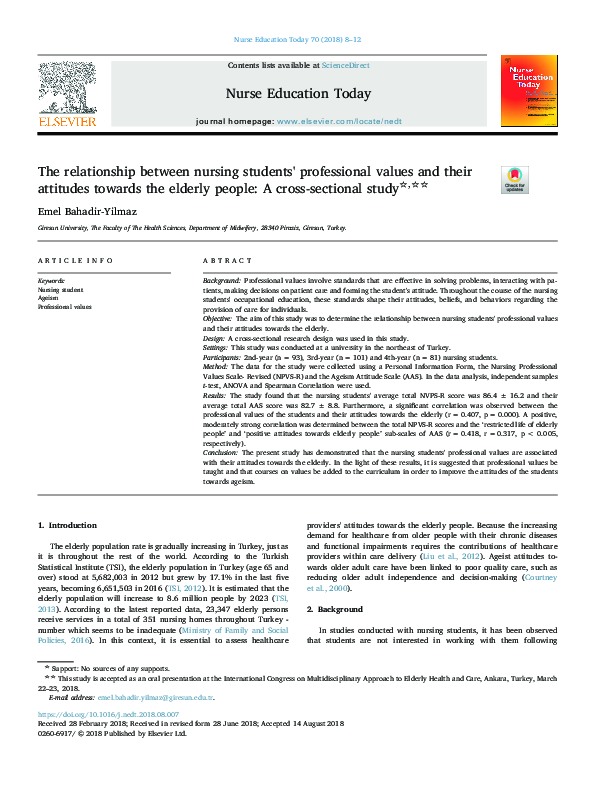 (PDF) The relationship between nursing students’ professional attitudes ...