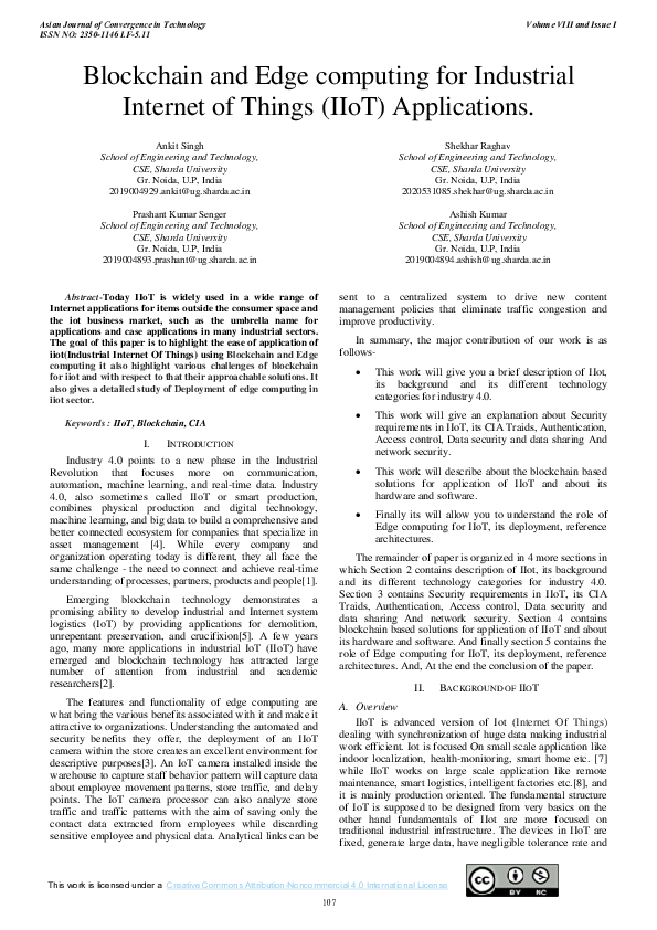 (PDF) Blockchain and Edge computing for Industrial Internet of Things ...