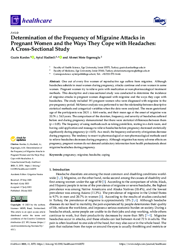 (PDF) Determination of the Frequency of Migraine Attacks in Pregnant ...