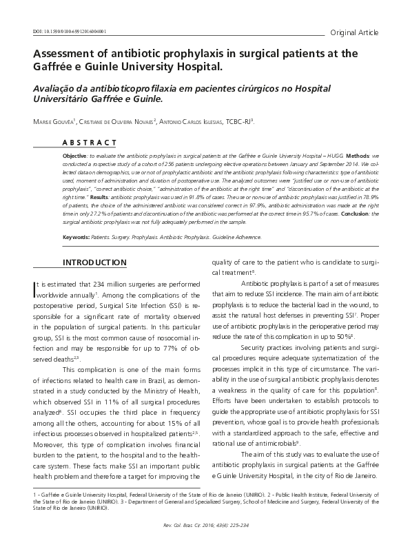 (PDF) Assessment of Antibiotic Prophylaxis in Surgical Patients and ...