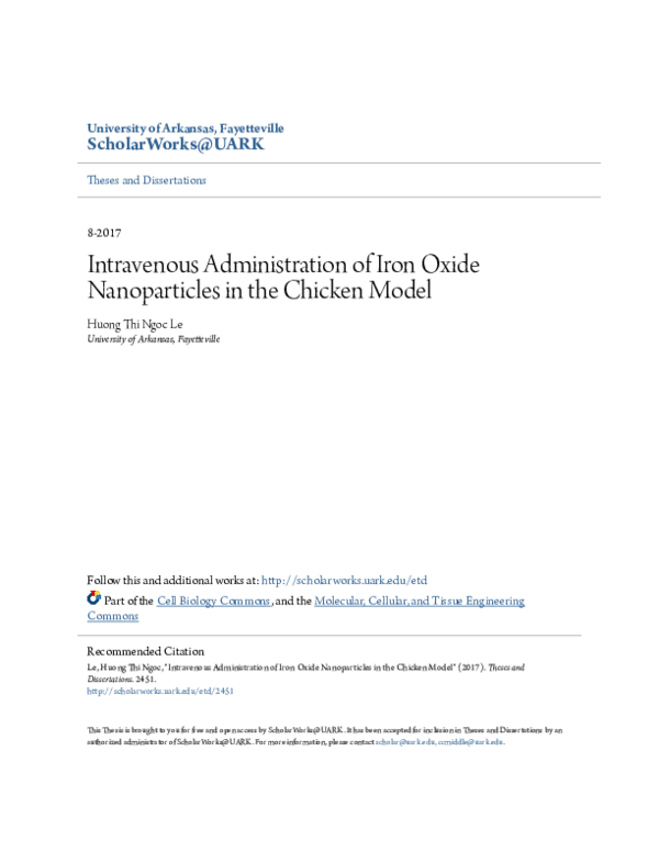 Photo inspiration: Variable Chicken Room Part Oxide Prof Reference: Pdf Intravenous Administration Of Iron Oxide Nanoparticles In The