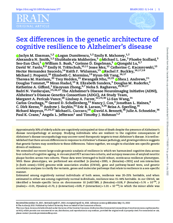 (PDF) Sex differences in the genetic architecture of cognitive ...