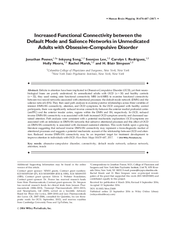 (PDF) Increased functional connectivity between the default mode and ...