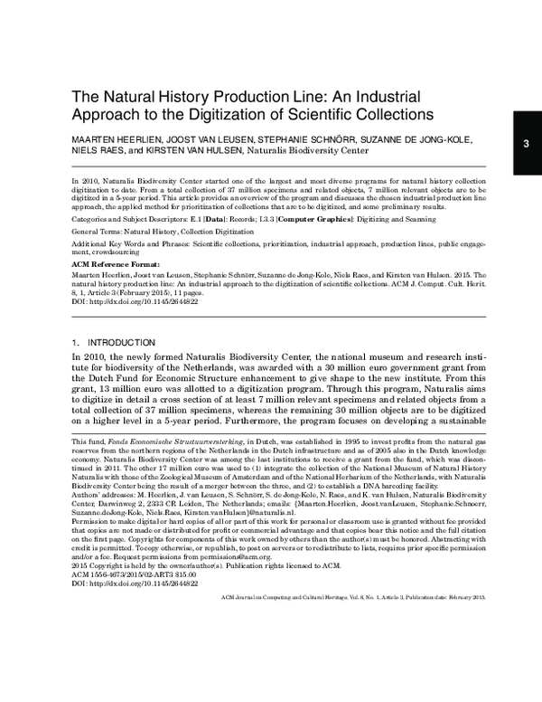 (PDF) The Natural History Production Line