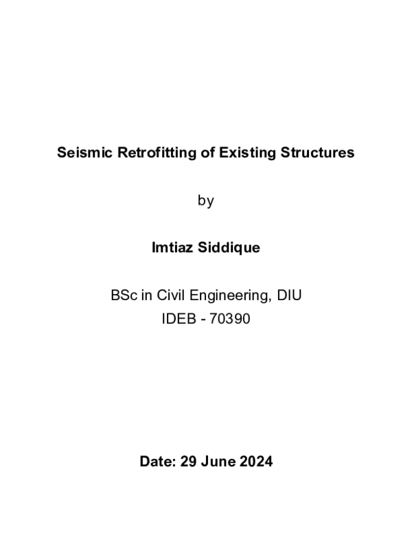 (PDF) Seismic Retrofitting of Existing Structures by Imtiaz Siddique