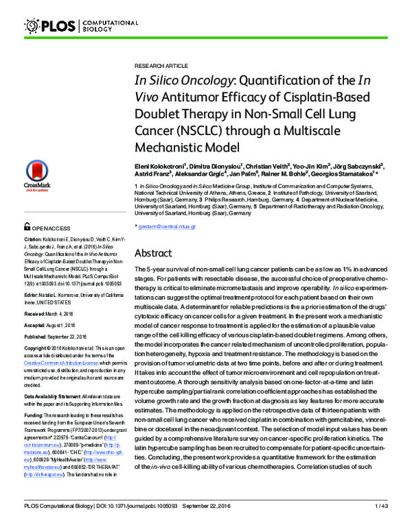(PDF) In Silico Oncology: Quantification of the In Vivo Antitumor ...