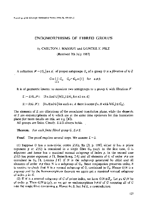 (PDF) Endomorphisms of fibred groups