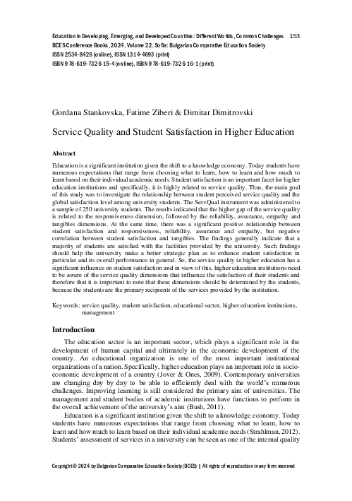 (PDF) Service Quality and Student Satisfaction in Higher Education