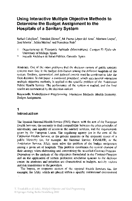 (PDF) Using Interactive Multiple Objective Methods to Determine the ...